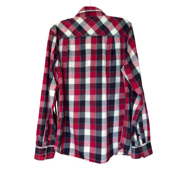 Men's Vans Red Black White Button Front Shirt, Size Medium, EUC - Picture 5 of 5